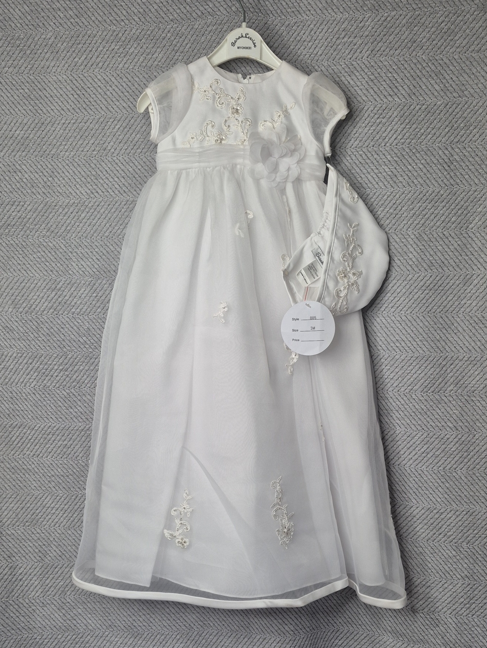 NWT Sarah Louise Luxury Heirloom Christening Baptism Gown Bonnet 2pc Set 6M